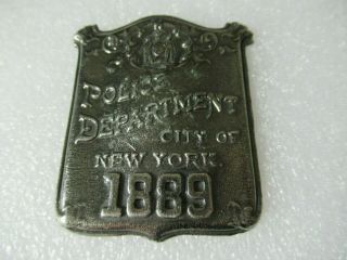 Vintage City York Police Dept 1889,  Badge Plate Shield,  Bare Back No Fixings