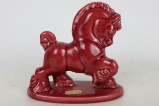 Vintage Royal Haeger Pottery Red Glazed Prancing Horse Figure W/ Sticker - 5 "