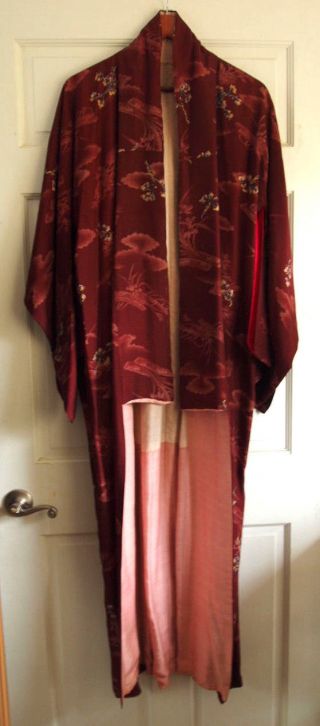 Vintage Japanese Mens Womens Kimono Robe Silk Jacket Japanese Gardens