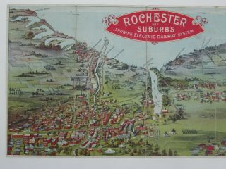 1901 Rochester Ny Electric Railway Color Map,  Ontario Beach To Sodus Bay Resorts
