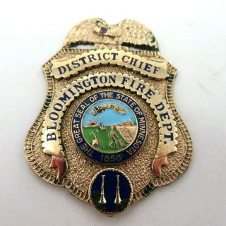 Vintage Bloomington,  Mn Fire Department District Chief Badge Shield