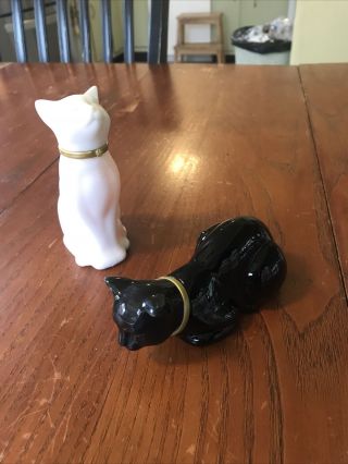 Vintage Avon White And Black Cats Perfume Bottles.  Cotillion & Here’s My Heart