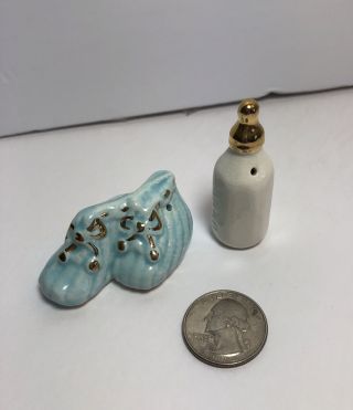 Vintage Arcadia Miniature Baby Bottle And Booties Salt & Pepper Shakers