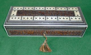 Antique Box Anglo Indian Vizagapatam Sandalwood Games Cribbage Card Box Cir 1870