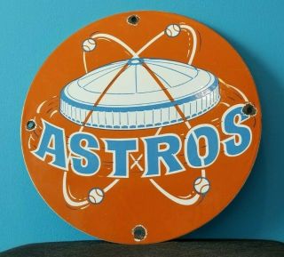 Vintage Astros Porcelain Houston Texas Major League Baseball Field Stadium Sign