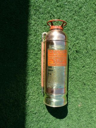 Vintage Badgers Brass & Copper Fire Extinguisher
