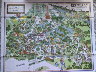 1979 Six Flags Over Texas Amusement Theme Park Souvenir Tourist Map Guide