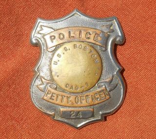 Vintage Navy Uss Boston Cag - 1 Police Badge Petty Officer Master At Arms Vietnam