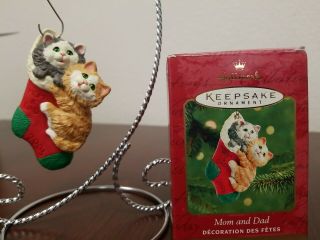 Hallmark Keepsake Ornament 2001 Mom And Dad 2 Cats In A Christmas Stocking