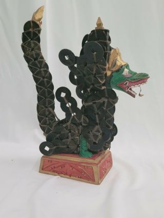 Vintage Balinese Kepeng Ceremonial Chinese Coin Dragon Statue