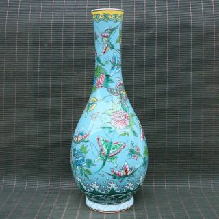 Chinese Handmade Vintage Porcelain Cloisonne Flower&butterfly Vase 00311