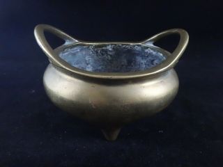 Antique Chinese Bronze Tripod Censer W/16 Character Xuande Mark Ming Dynasty