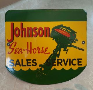 Vintage Johnson Sea Horse Outboard Motors Sales And Service Porcelain Sign