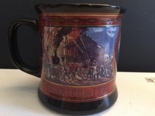 Vintage Currier And Ives Coffee Mug 1993 Mcny York Firefighter Firemen Cup