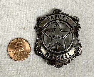 Vintage Sterling Silver Deputy Town Marshall Badge 2
