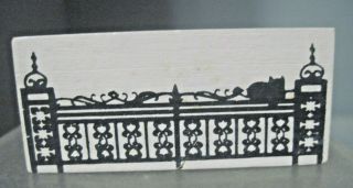 The Cats Meow Village Wooden Shelf Sitter Section Of Fancy Iron Fence