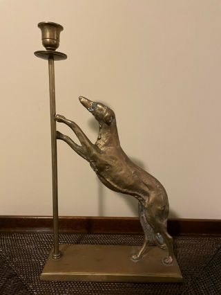 Vintage Brass Borzoi Russian Wolfhound Candlestick