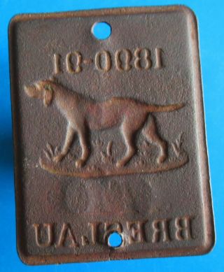 Poland - Old 1890 - 91 Breslau (Wrocław) - dog tax license tag - more on ebay.  pl 2