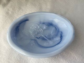 Vintage Avon Soap Dish Blue And White Marbled With Roses