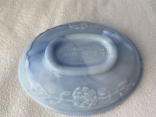Vintage Avon Soap Dish Blue and White Marbled with Roses 2