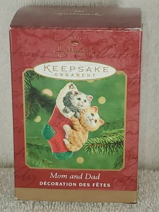 Hallmark Keepsake Ornament 2001 Mom & Dad Cats Kittens in Stocking Christmas 3