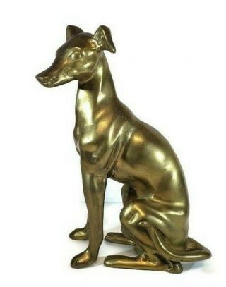 Vintage Brass Greyhound Dog Statue Figurine 10 1/2 - 11 Inches Tall
