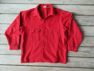 Vintage Boy Scouts Of America Bsa Red Wool Coat Official Jacket Shirt Sz 50 Xl