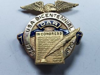 Vintage Dar Daughters Of The American Revolution Bicentennial Pin Je Caldwell