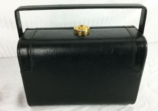 Vintage Mark Cross Jewelry Travel Hard Case Black Box Bag Train W Handle