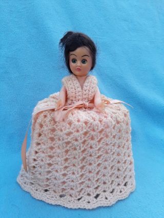 Vintage Orange Crochet Toilet Paper Cover Doll