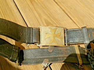 Antique 19thc Masonic Knights Of Malta Sword Belt With Buckle And Chains