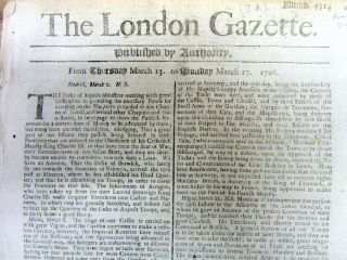 1706 & 1707 London Gazette Newspapers W Reward Ad For A Runaway Slave