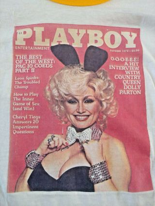 Vintage Dolly Parton Playboy Cover T Shirt Single Stitch Size Ringer Hanes M