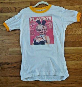 Vintage Dolly Parton Playboy Cover T shirt Single Stitch Size Ringer Hanes M 2