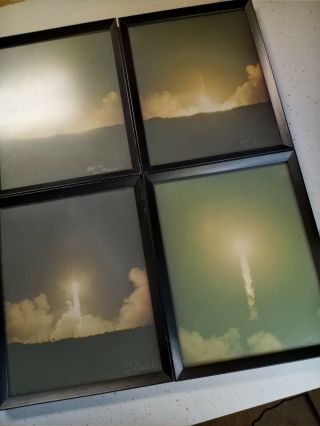 Four Nasa Apollo 16 Launch Photographs Framed Sighned And Dated By Photographer
