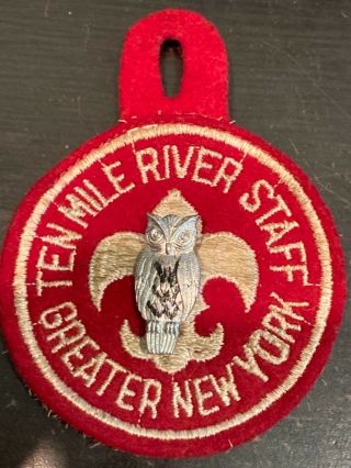 Felt Ten Mile River Staff Pocket Patch Greater Ny - With Silver Metal Owl Pin