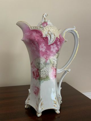 Vintage R.  S.  Prussia (red Mark) Coffee Pot With Floral Design.