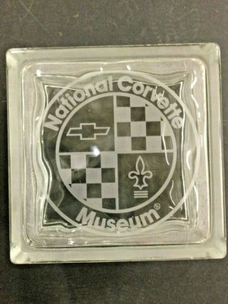 National Corvette Museum Logo Etched On Glass Block From The Corvette Cafe