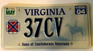 2004 Virginia Sons Of Confederate Veterans License Plate