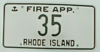 Rare Rhode Island Low Number Fire Apparatus License Plate " 35 " Ri Firetruck