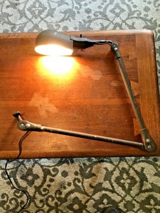 Vintage Fostoria Articulating Industrial Table Lamp Drafting Desk Work Light - 42”
