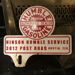 Humble Gasoline And Motor Oil Metal License Plate Topper Sign