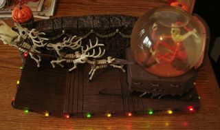 Rare Nightmare Before Christmas Santa Jack Light Up/musical Snow Globe Sleigh