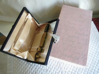 Vtg Elizabeth Arden Navy Satin Cosmetic Evening Clutch Bag All Incl Box