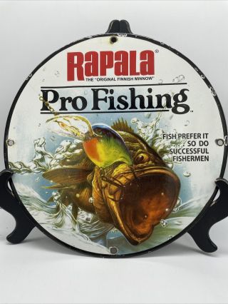 Vintage Style  Rapala  Lets Go Fishing Porcelain Pump Plate 12 Inch