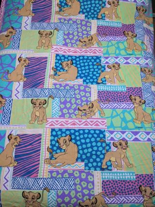 Vtg 90s Disney Lion King Simba Duvet Cover Fabric Sheets Bedding Pastel 3