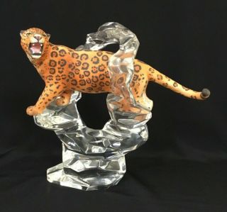 Cats Of The World Franklin Porcelain Leopard Figurine Crystal Base