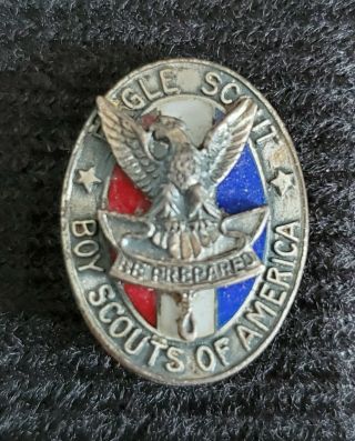 Vintage Type 3e Sterling Silver Eagle Boy Scout Hat Pin Medal Award Rank