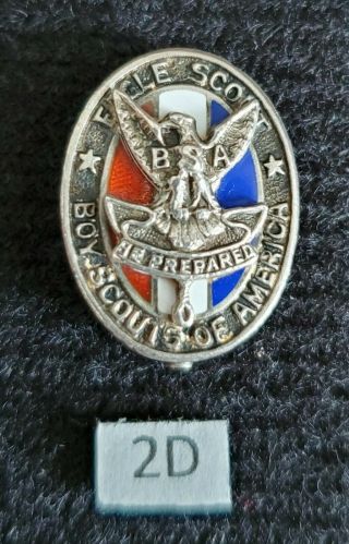 Vintage Type 2d Sterling Silver Eagle Boy Scout Hat Pin Medal Award Rank