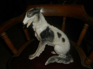 Great Vintage Italian Capodimonte Style Porcelain Large Borzoi Russian Wolfhound